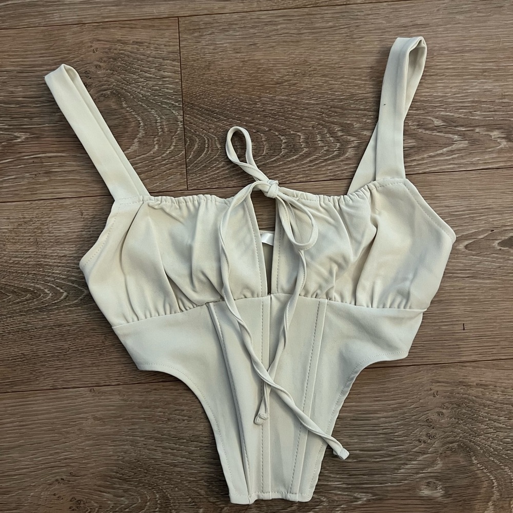 Beige corset crop top